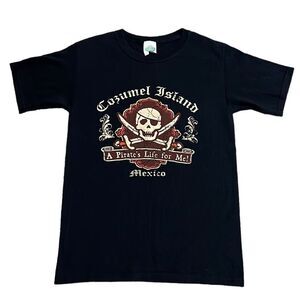 Cozumel Island Mexico T-shirt Unisex Small Black Shirt Sleeve Tee Pirates Skull